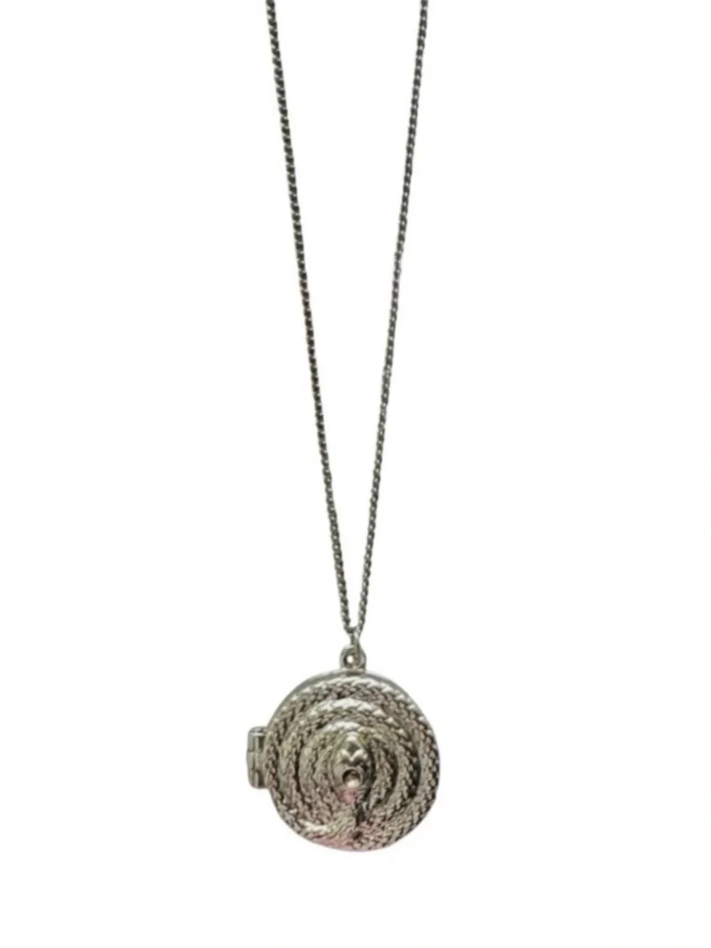 NEW Bebe Silver Round Snake Charm Locket Necklace